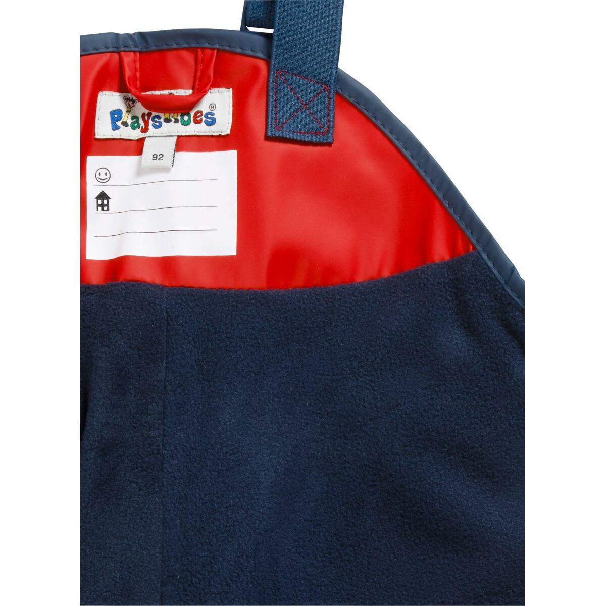 Playshoes Dětské kalhoty do deště s fleecem červené