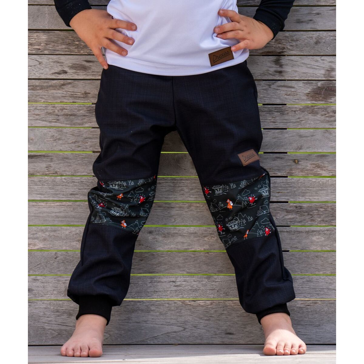 Promaledobrodruhy Dětské softshellové kalhoty bez zateplení black/black