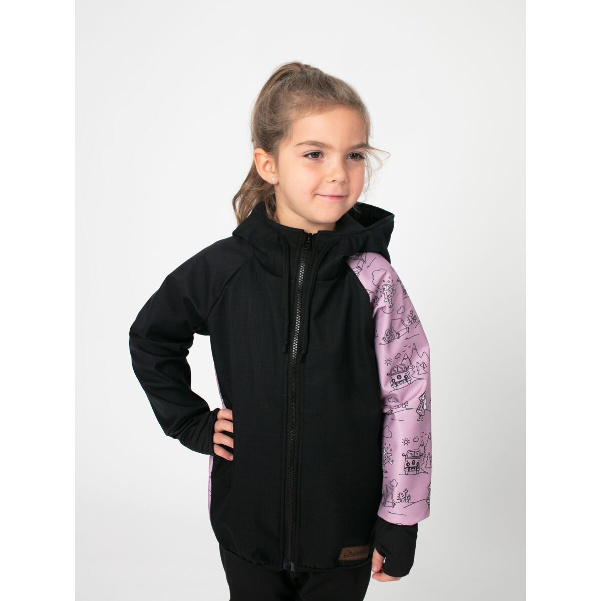Promaledobrodruhy Dětská softshellová bunda bez zateplení black/pink