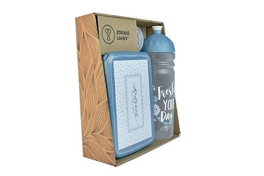 ZDRAVÁ LAHEV® SET ZDRAVÁ LAHEV A ZDRAVÁ SVÁČA svačinový box a lahev 0,7l Fresh šedomodrá