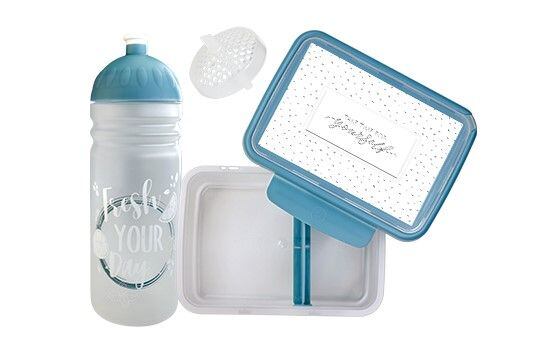 ZDRAVÁ LAHEV® SET ZDRAVÁ LAHEV A ZDRAVÁ SVÁČA svačinový box a lahev 0,7l Fresh šedomodrá