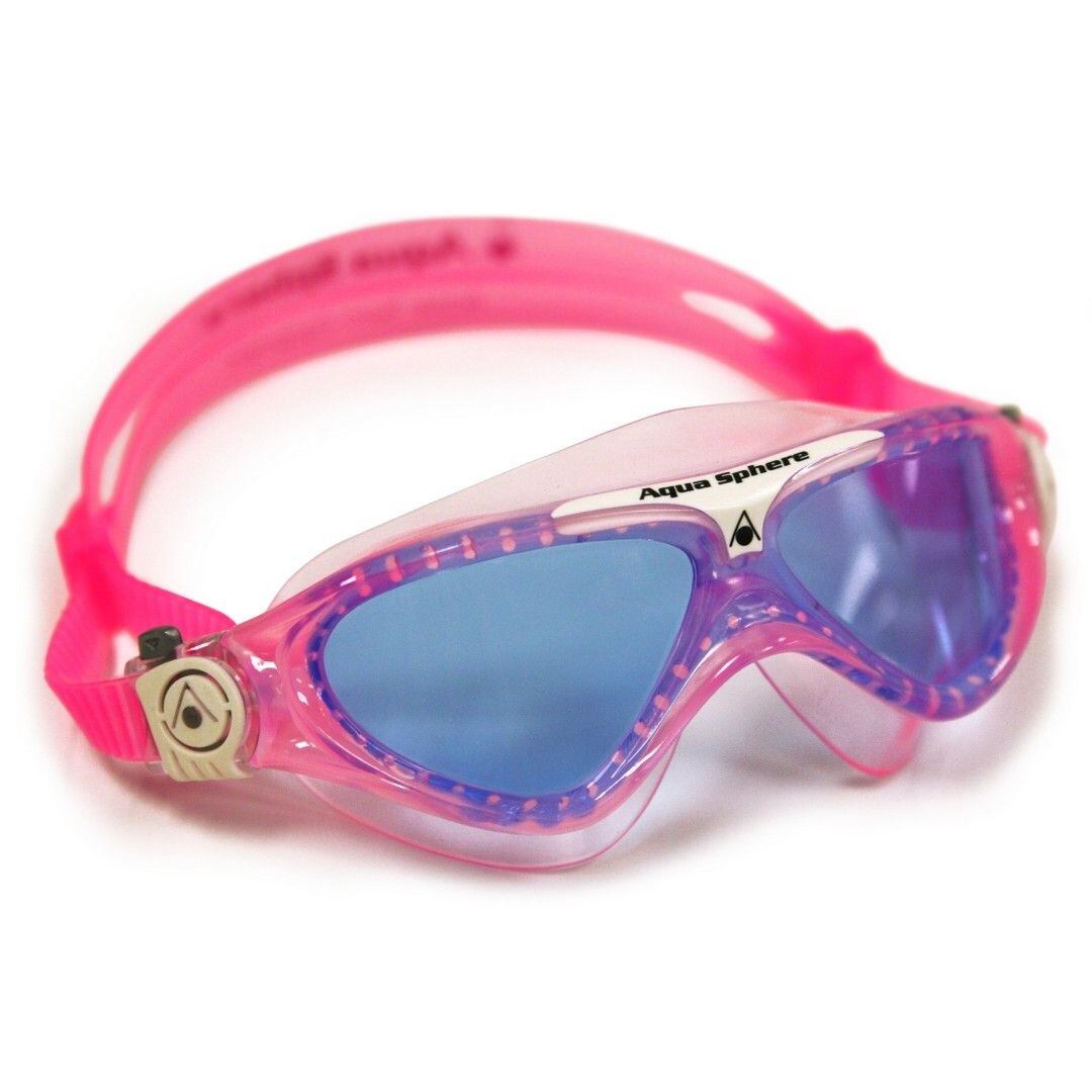 Aqua Sphere Vista Junior Swim Goggles for Kids Blue Lens Pink/White