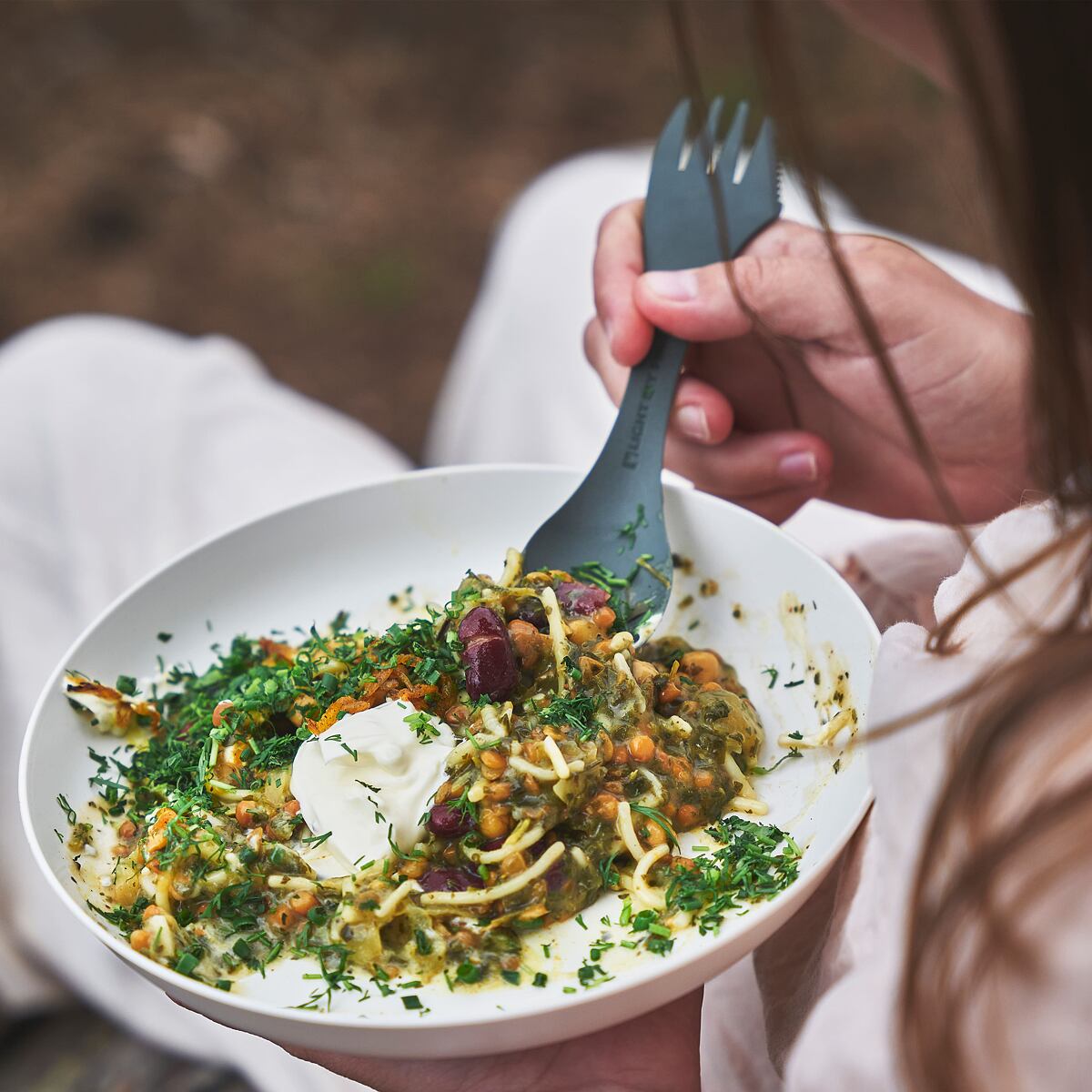 Light my fire Velký cestovní příbor Swedish Spork medium 2-pack sagegreen/cream