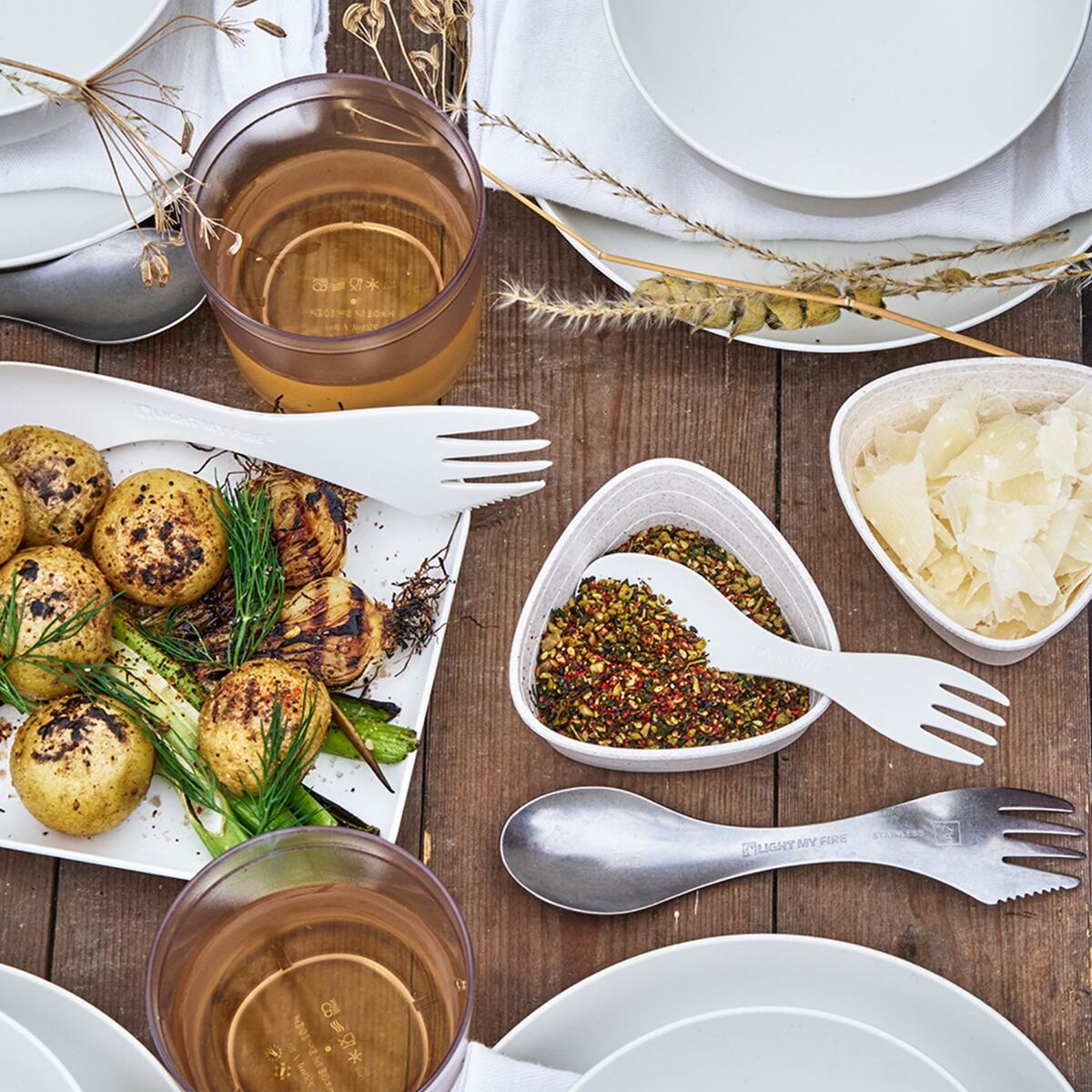 Light my fire Dětský cestovní příbor Swedish Spork little 2-pack sagegreen/cream