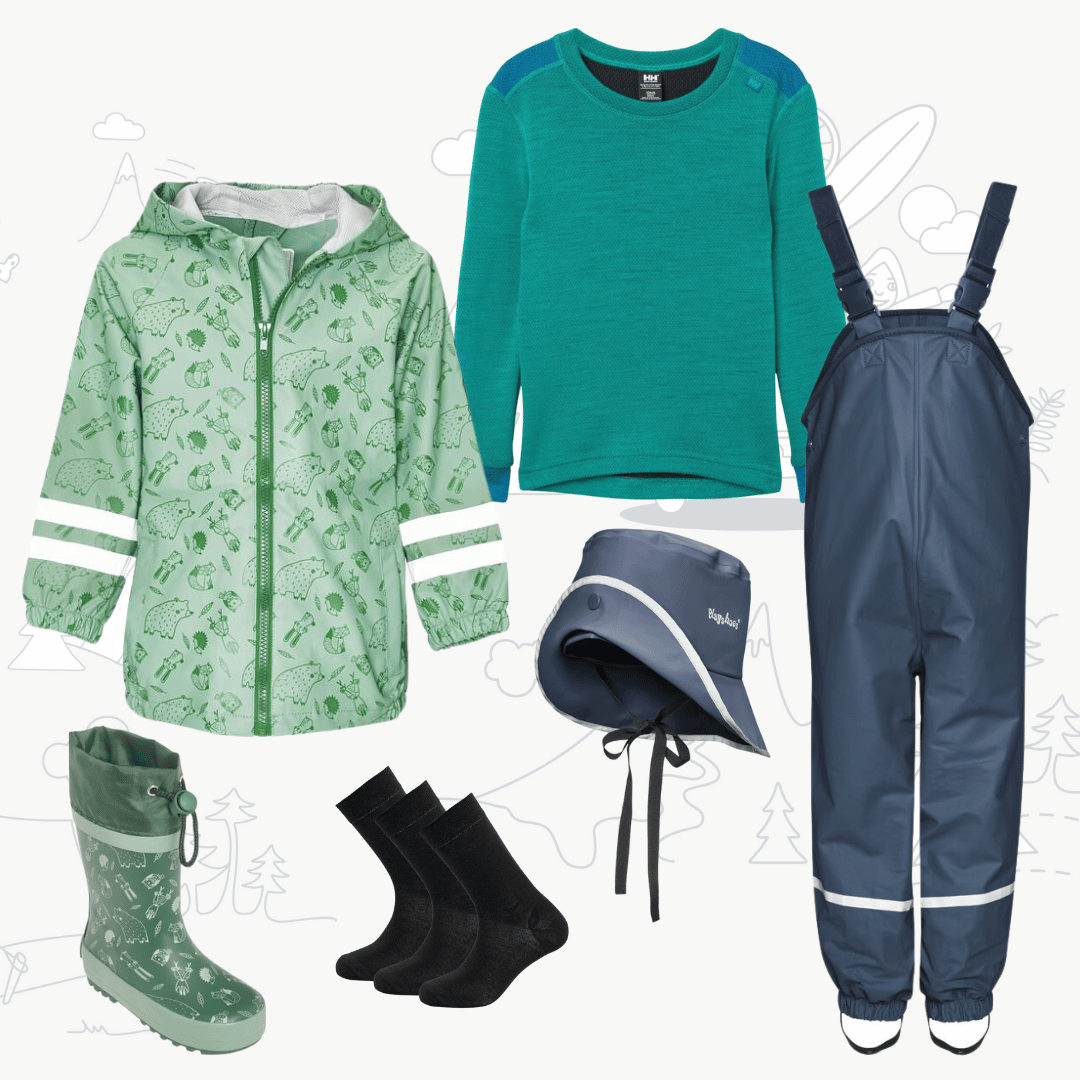 Dětský nepromokavý outfit Playshoes Lesní svět - zelený