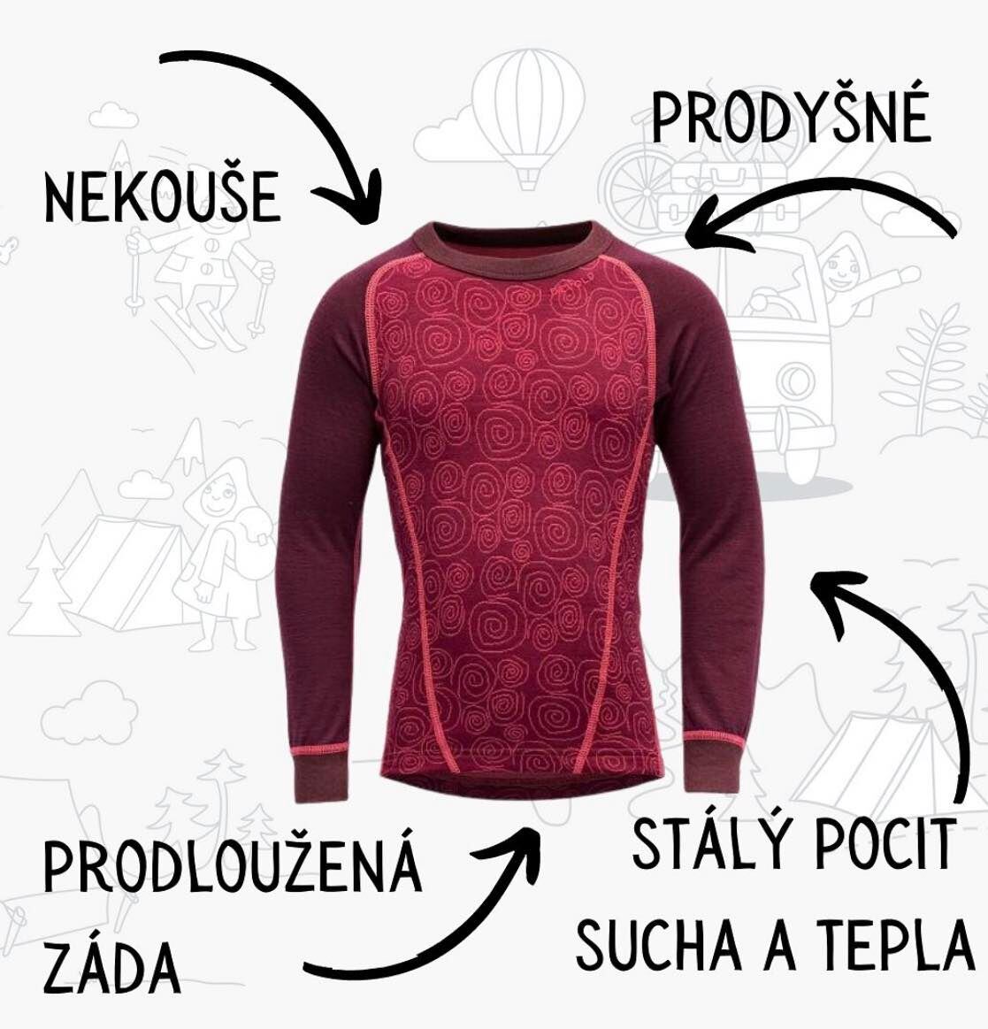 Devold Dětské funkční tričko s merinem Duo active Jr port s dlouhým rukávem
