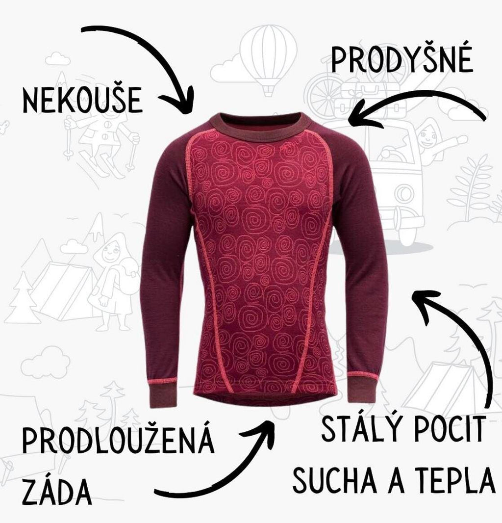 Devold Dětské funkční tričko s merinem Duo active s rolákem na zip ink dlouhý rukáv