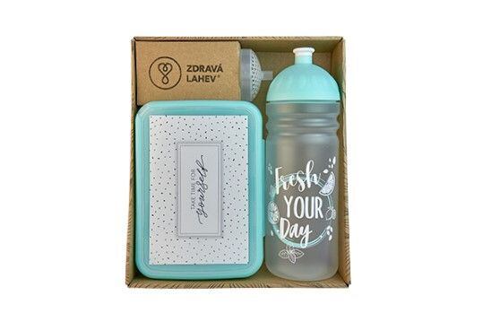 ZDRAVÁ LAHEV® SET ZDRAVÁ LAHEV A ZDRAVÁ SVÁČA svačinový box a lahev 0,7l Fresh tyrkysová