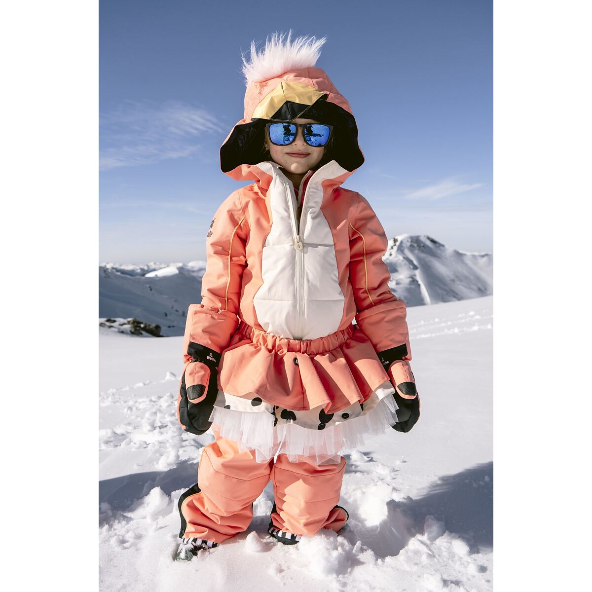 WeeDo Dětská zimní rostoucí kombinéza Flamingdo se sukní