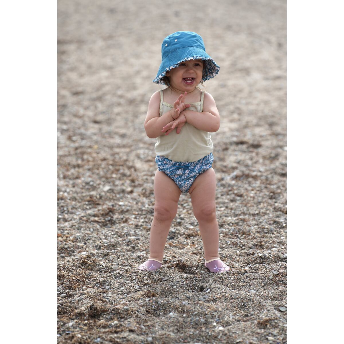 Playshoes Dětské barefoot boty do vody Flowers - petrol