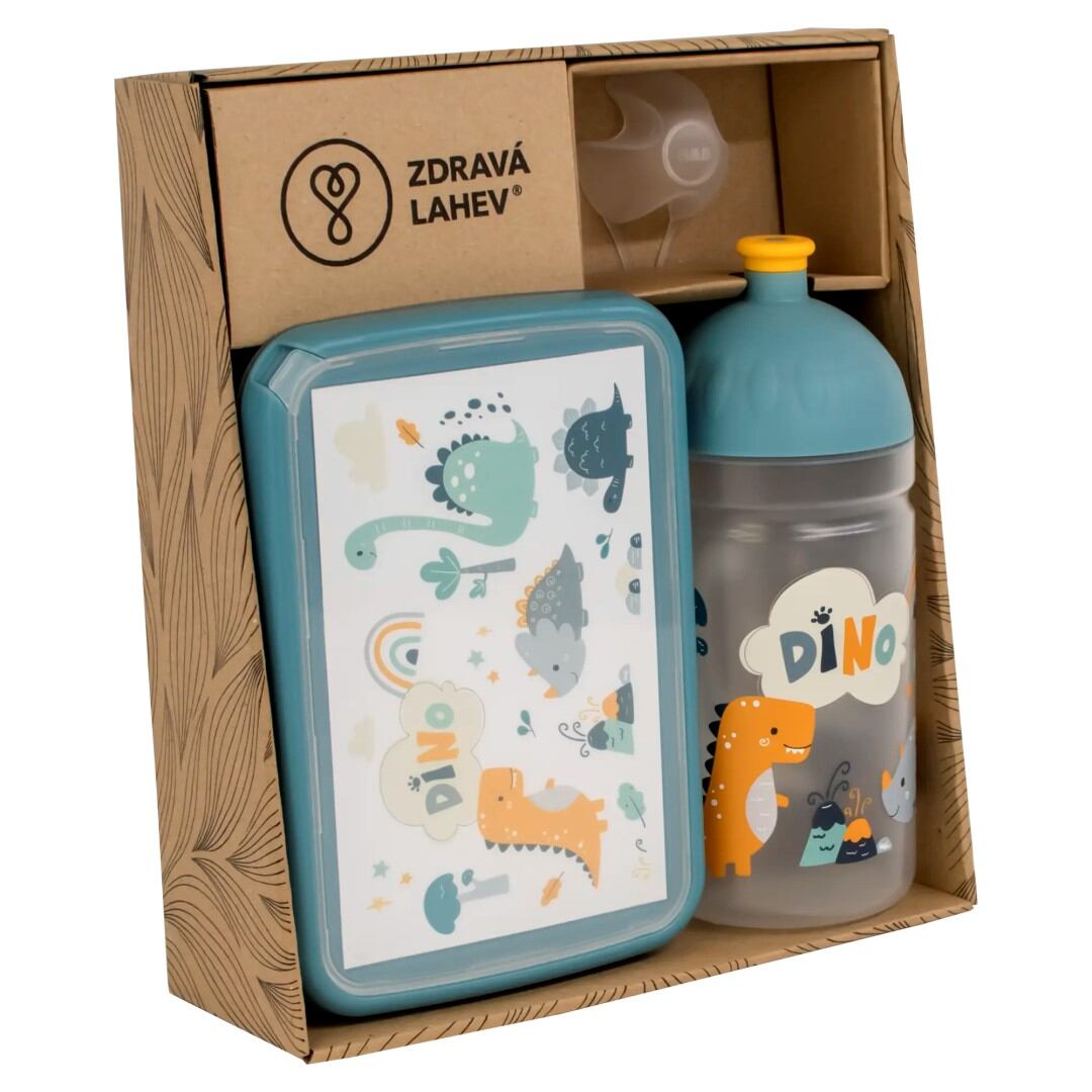 ZDRAVÁ LAHEV® SET ZDRAVÁ LAHEV A ZDRAVÁ SVÁČA svačinový box a lahev 0,5l Dino