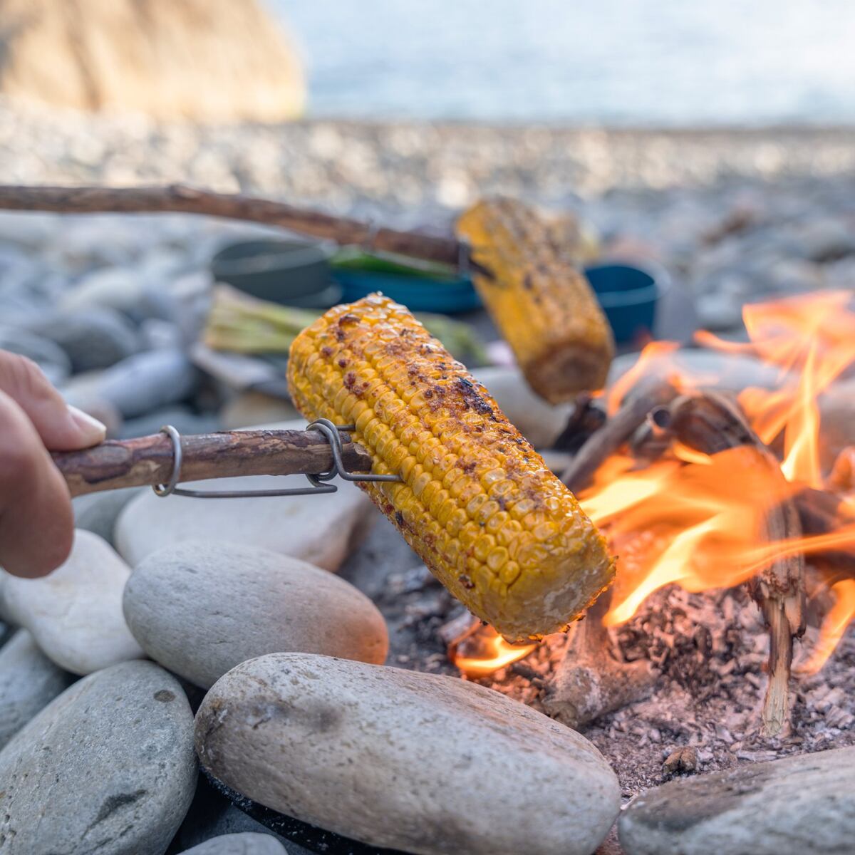 Light my fire Univerzální vidlička na opékání GrandPa´s FireFork 2-pack mustyyellow/hazyblue 2 kusy