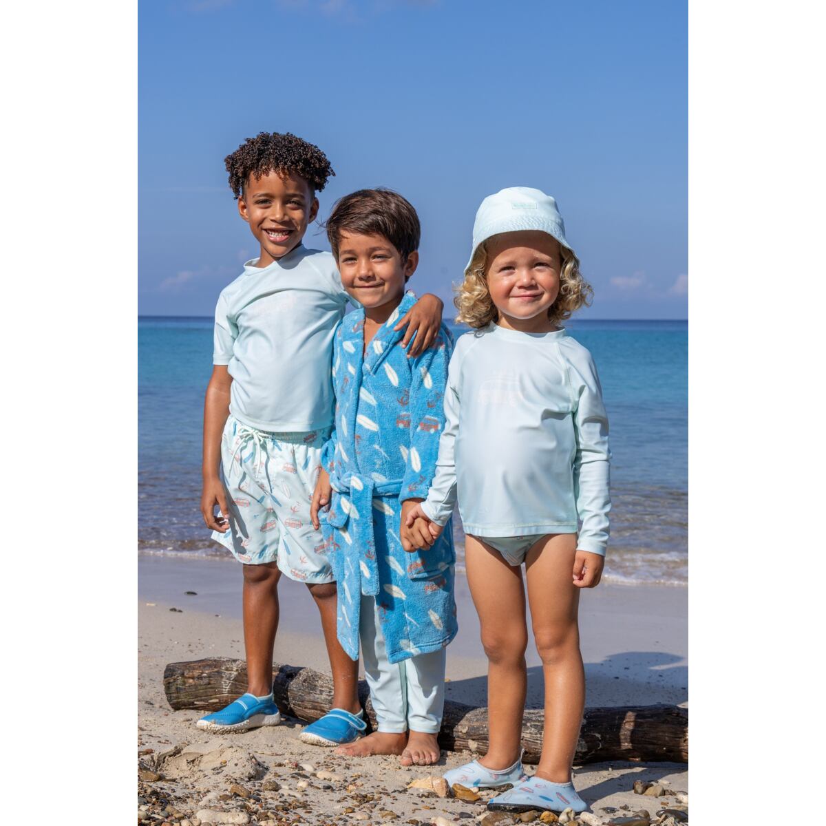 Playshoes Dětský fleecový župan Surfbus - turquoise